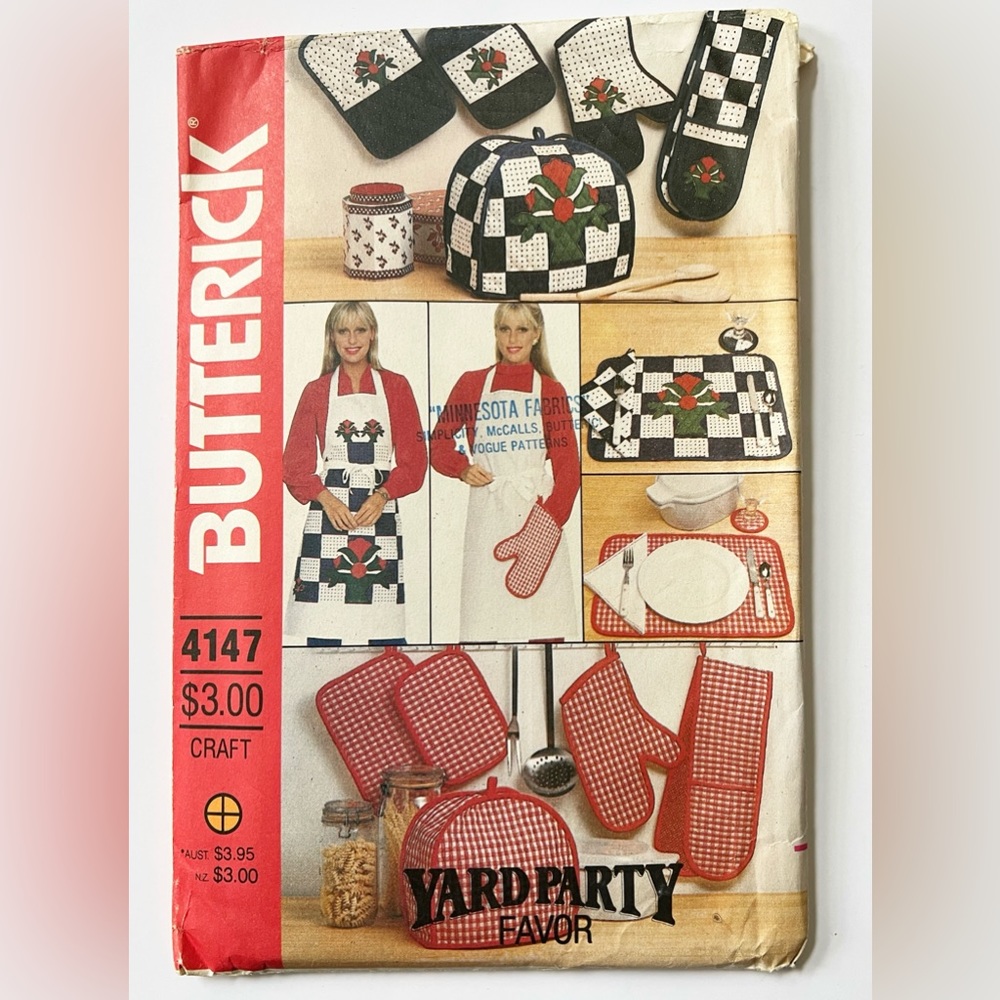 4147 Butterick SEWING Pattern UnCut Crafts kitchen accessories placemats mitt VT
